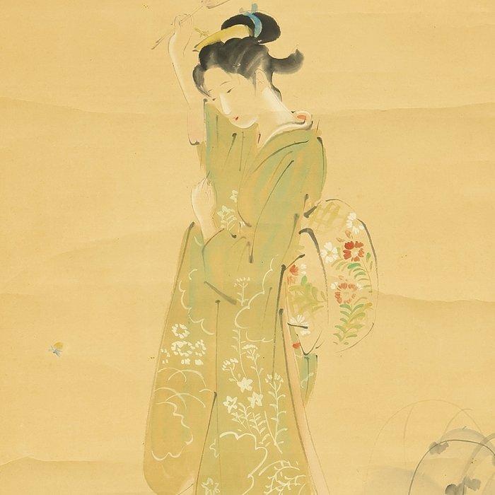 Beautiful Woman (Bijin) in Kimono and Firefly with Box -, Antiek en Kunst, Antiek | Overige Antiek