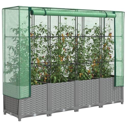 vidaXL Plantenbak verhoogd met kashoes 160x40x138 cm, Tuin en Terras, Bloembakken en Plantenbakken, Nieuw, Kunststof, Verzenden