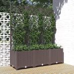vidaXL Plantenbak met trellis bruin 120x40x136 cm PP, Tuin en Terras, Bloembakken en Plantenbakken, Kunststof, 100 cm of meer