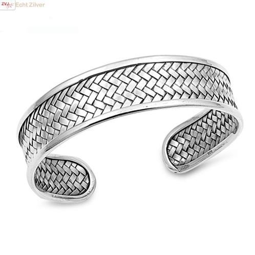 Zilveren design vlecht klemarmband 15 mm breed, Sieraden, Tassen en Uiterlijk, Armbanden, Nieuw, Verzenden