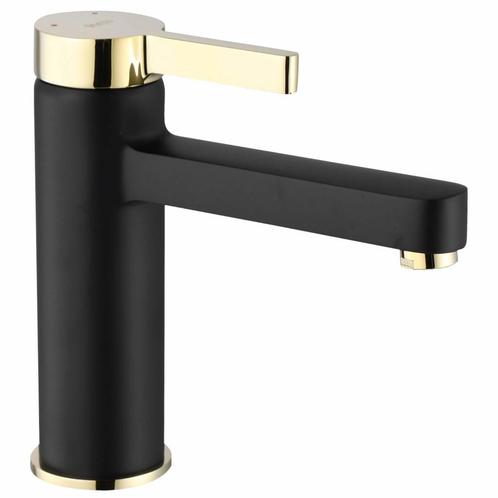 REA Wastafelkraan - Laag Model - Mat Zwart & Glans Goud -..., Doe-het-zelf en Verbouw, Sanitair, Nieuw, Ophalen of Verzenden