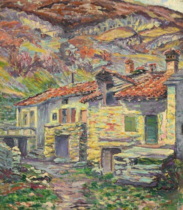 Julien Feron (1864-1944) - Village de montagne, Antiek en Kunst, Kunst | Schilderijen | Klassiek