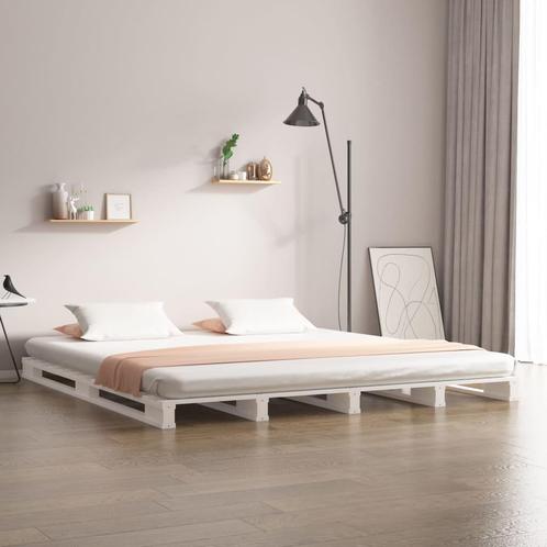 vidaXL Palletbed massief grenenhout wit 120x200 cm, Huis en Inrichting, Slaapkamer | Bedden, 120 cm, 200 cm, Wit, Twijfelaar, Nieuw