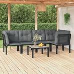 vidaXL 6-delige Loungeset poly rattan zwart en grijs, Verzenden, Nieuw, Rvs, Loungeset