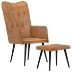 vidaXL Fauteuil met voetensteun canvas bruin, Huis en Inrichting, Fauteuils, Verzenden, Nieuw
