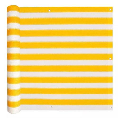 Balkonscherm HDPE 75x600 cm geel en wit (Parasols-Zonwering), Tuin en Terras, Parasols, Nieuw, Verzenden
