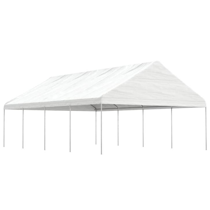 vidaXL Prieel met dak 8,92x5,88x3,75 m polyetheen wit, Tuin en Terras, Partytenten, Nieuw, Verzenden