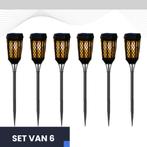 Set 6x LED Solar tuinfakkels zonne-energie ZWART IP44, Ophalen of Verzenden, Nieuw