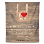 Fleecedeken Moederdag - I Love Mom -  cm, Huis en Inrichting, Woonaccessoires | Plaids en Woondekens, Verzenden, Nieuw