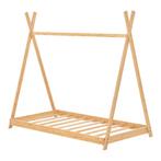 [en.casa] Kinderbed Vimpeli tipi bamboe 70x140 cm houtkleuri, Huis en Inrichting, Slaapkamer | Bedden, Verzenden, Nieuw