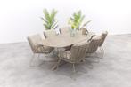 4SO Fabrice/Prado deens ovale tuinset (7-delig) - Latte, Tuin en Terras, Tuinsets en Loungesets, Verzenden, Nieuw, Rvs, Tuinset
