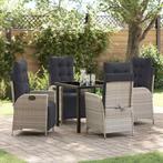 vidaXL 5-delige Tuinset Lichtgrijs van Poly Rattan, Tuin en Terras, Verzenden, Nieuw, Rotan, Tuinset