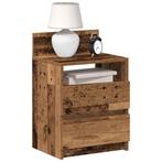 vidaXL Nachtkastjes 2 st met 2 lades 40x33x60 cm oud, Verzenden, Nieuw, Hout
