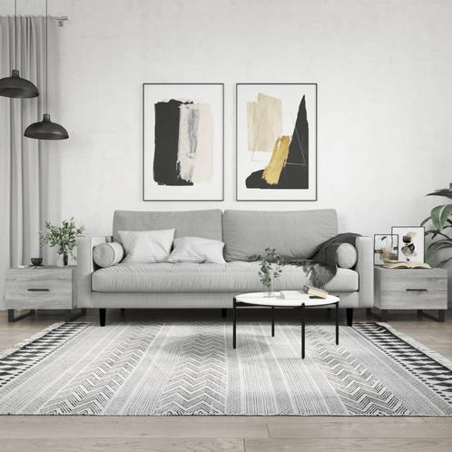 vidaXL Salontafels 2 st 50x50x40 cm bewerkt hout grijs, Huis en Inrichting, Tafels | Salontafels, 50 tot 100 cm, Nieuw, Overige houtsoorten