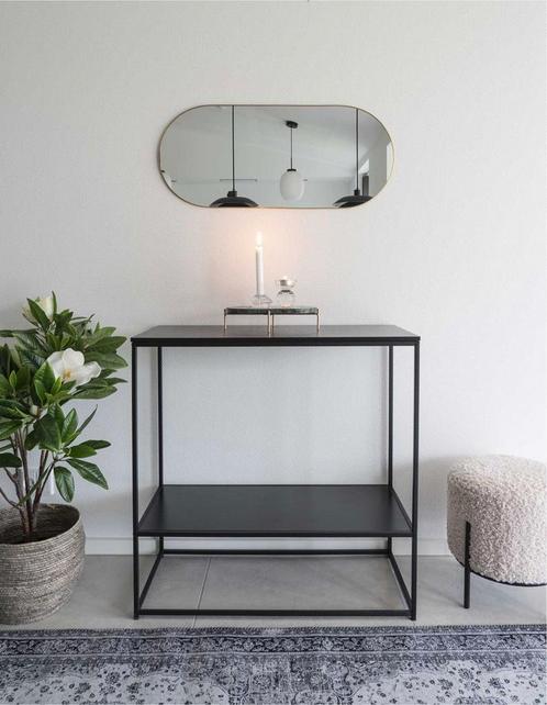 Ovale wandspiegel | Goud | 80 x 35 cm, Huis en Inrichting, Woonaccessoires | Spiegels, Nieuw, Minder dan 50 cm, Ovaal, 100 tot 150 cm