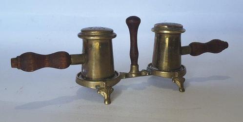 Raro set da tavola vintage – Porta sale e pepe in ottone e, Antiek en Kunst, Curiosa en Brocante