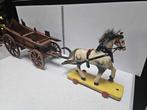 onbekend - Speelgoed Antieke paard met kar - 1920-1930 -