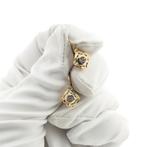 18 Krt. Bicolor gouden oorbellen met zirconia | Vintage, Gebruikt, Overige kleuren, Ophalen of Verzenden, Met edelsteen