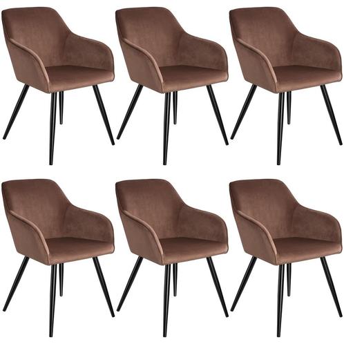 Eetkamerstoel Marilyn fluweellook, zwarte stoelpoten - bruin, Huis en Inrichting, Stoelen, Verzenden