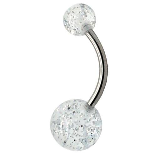 Fako Bijoux® - Navelpiercing - Acryl & RVS - Glitter - Wit, Sieraden, Tassen en Uiterlijk, Piercings, Verzenden