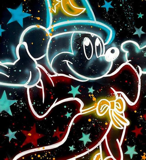 Moabit - Mickey Mouse X Your Fantasia Neon XXL, Antiek en Kunst, Kunst | Schilderijen | Modern