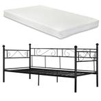 Eenpersoons slaapbank of 3-zitsbank en matras 90x200 zwart