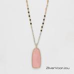 Gold plated 925 zilveren  rozenkwarts ketting, Sieraden, Tassen en Uiterlijk, Kettingen, Verzenden, Nieuw, Zilver