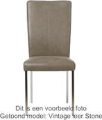 Set van 8 Donkergrijze leren moderne eetkamerstoelen - poot, Overige kleuren, Nieuw, Leer, Ophalen of Verzenden