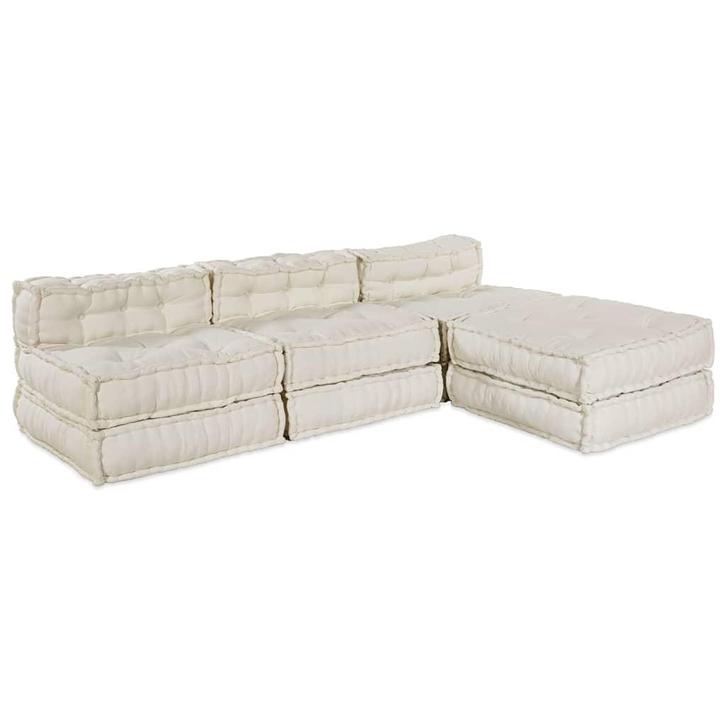 vidaXL Modulaire bank 4 pcs Crème 70 x 70 x 56 cm Stof, Huis en Inrichting, Woonaccessoires | Kussens, Nieuw, Verzenden