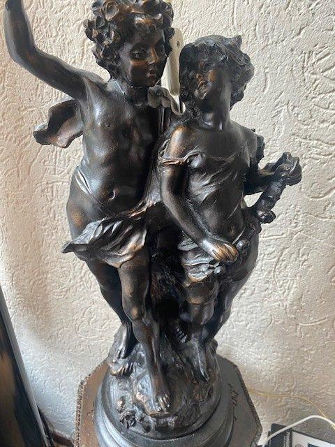 Staande lamp - Brons, Glas - Staande engelenlamp Barok, Antiek en Kunst, Curiosa en Brocante