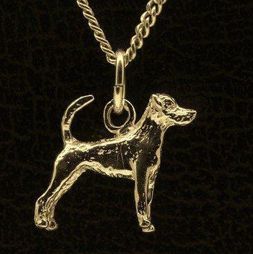 Gouden Jack Russell parson gladhaar met staart ketting ha..., Sieraden, Tassen en Uiterlijk, Kettinghangers, Verzenden