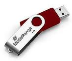 MediaRange | USB Stick | 8 GB | USB 2.0 | Twister | Rood, Verzenden, Nieuw