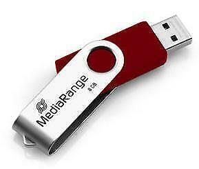 MediaRange | USB Stick | 8 GB | USB 2.0 | Twister | Rood, Computers en Software, USB Sticks, Nieuw, Verzenden