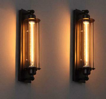 Wandlamp vintage Industrieel Zwart  + Gratis Lamp twv €19,95