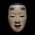 Signed Japan Wooden Noh Mask of JUROKU   with mask bag, Antiek en Kunst