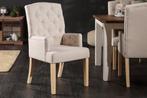 Elegante fauteuil CASTLE beige met Chesterfield stiksels in, Ophalen of Verzenden, Nieuw