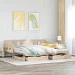 vidaXL Slaapbank met onderschuifbed en lades zonder matras, Huis en Inrichting, 90 cm, Eenpersoons, Bruin, Verzenden