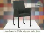 Leren eetkamerstoel Comfort met wieltjes en armleuning -, Huis en Inrichting, Stoelen, Nieuw, Leer, Ophalen of Verzenden, Eén