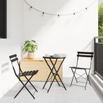 vidaXL 3-delige Bistroset inklapbaar staal antraciet, Tuin en Terras, Tuinsets en Loungesets, Verzenden, Nieuw, Rvs