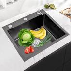 Zwarte RVS Spoelbak 50x45 cm met Zeepdispenser, Verzenden, Nieuw