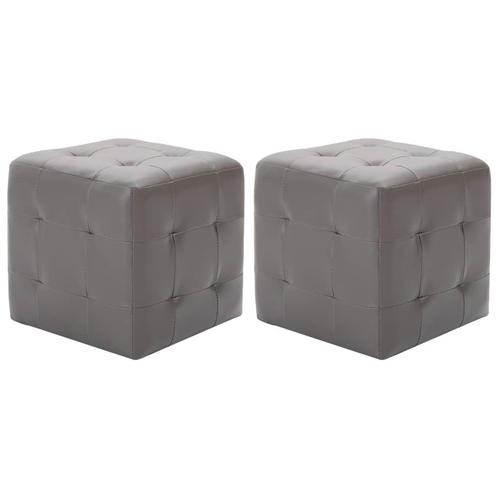 vidaXL Poef 2 st 30x30x30 cm kunstleer grijs, Huis en Inrichting, Banken | Voetenbanken en Poefen, Nieuw, Verzenden