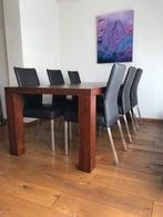 Set van 6 leren eetkamerstoelen - grijs leer, Huis en Inrichting, Stoelen, Overige kleuren, Nieuw, Leer, Ophalen of Verzenden