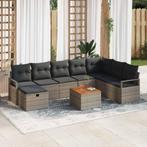 vidaXL Tuin Sofa Set met kussen met opslag 9 pcs Grijs Poly, Tuin en Terras, Verzenden, Nieuw, Rotan