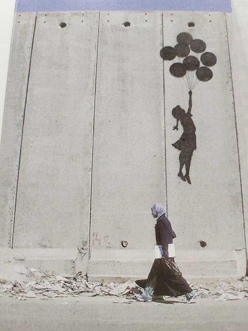 Banksy (1974) - Banksy Mural - greeting card + DMS X Banksy, Antiek en Kunst, Kunst | Schilderijen | Modern
