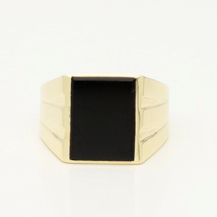 Ring - 14 karaat Geel goud - Onyx, Sieraden, Tassen en Uiterlijk, Ringen