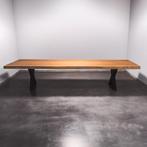 Boomstamtafel, Eettafel 370x115massief hardhout, metaalpoot, Overige houtsoorten, Robuust Modern, 100 tot 150 cm, Ophalen of Verzenden