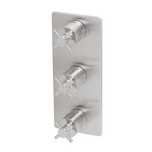 BWS Afbouwdeel Crux Douche Thermostaat 3Weg RVS Look, Doe-het-zelf en Verbouw, Sanitair, Kraan, Nieuw, Ophalen of Verzenden