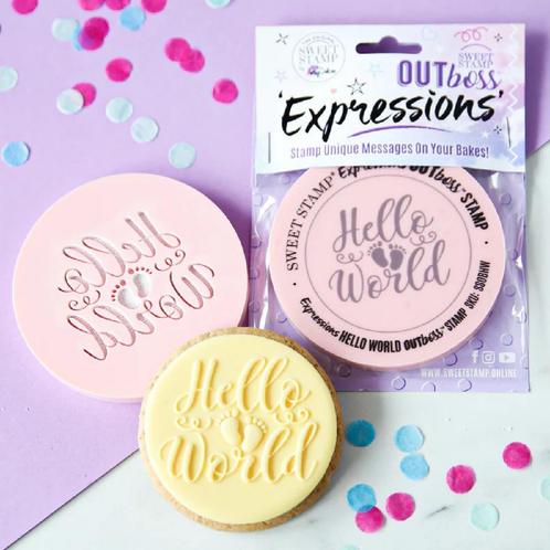 Sweet Stamp Outboss Hello World, Hobby en Vrije tijd, Taarten en Cupcakes maken, Nieuw, Verzenden