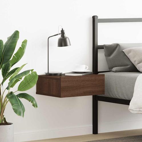 vidaXL Nachtkastje zwevend 40x30x15 cm bewerkt hout bruin, Huis en Inrichting, Slaapkamer | Nachtkastjes, Nieuw, Minder dan 45 cm