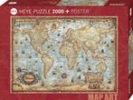 Map Art - The World Puzzel (2000 stukjes) | Heye - Puzzels, Hobby en Vrije tijd, Denksport en Puzzels, Verzenden, Nieuw